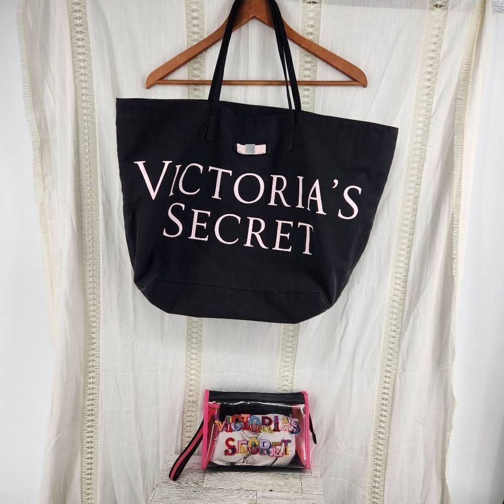 Victoria's Secret Limited Edition 2015 Spring Logo Tote Handbag Black & Tease He